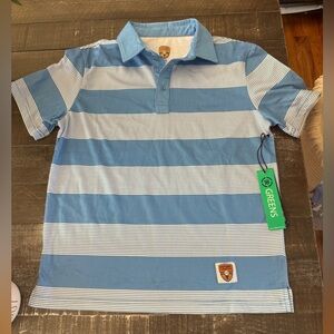 18 GREENS NWT Boys Blue White Striped Cotton Performance Polo Size‎ XL 16